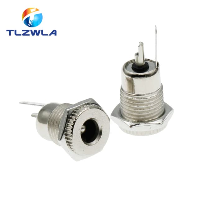 5 Cái/lốc DC099 DC 5.5 Mm X 2.1Mm Jack Cắm Điện Ổ Cắm Nữ Bảng Điều Khiển Gắn Đầu Nối Kim Loại DC-099 Mở Lỗ 11MM 5.5*2.1 5.5*2.5