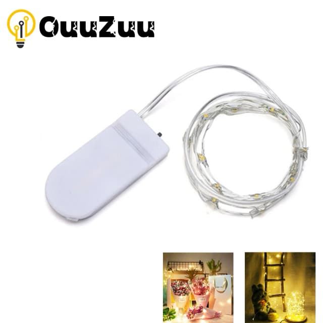 OuuZuu LED Cổ Tích Ánh Sáng Mini Giáng Sinh Đèn Dây Đồng Dây Đèn Chống Nước CR2032 Pin Cho Đám Cưới Quà Giáng Garland Đảng
