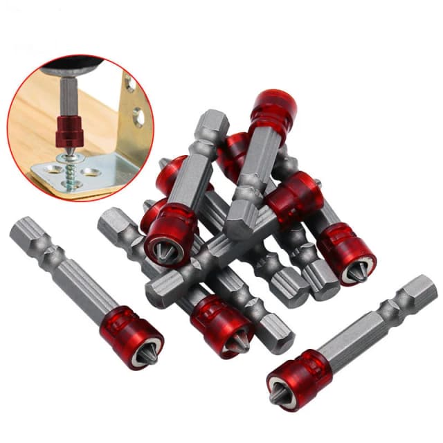 1/4" Screwdriver Bits Red Head Magnet Driver Hex Shank With Magnetizer Cross Magnetic Bit Hand Electric Screw Tool Accessories