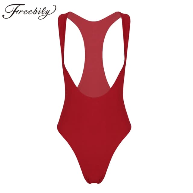 Phụ nữ Một Mảnh Bodystocking Không Tay Mở Ngực Cao Cắt Catsuit Màu Rắn Leotard Bodysuit Thong Áo Tắm Sexy Clubwear