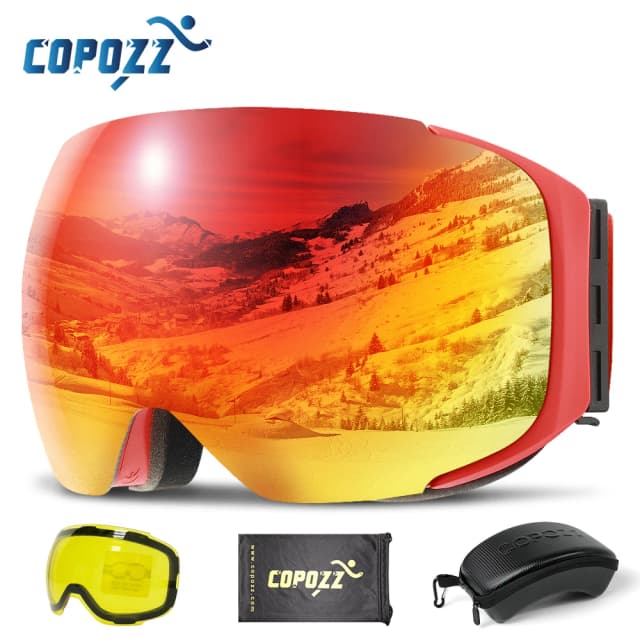 COPOZZ Từ Trượt Tuyết Kính Với Nhanh Chóng-Thay Đổi Ống Kính Và Bộ 100% UV400 Bảo Vệ Chống Sương Mù Gạt Mưa Kính dành Cho Nam & Nữ