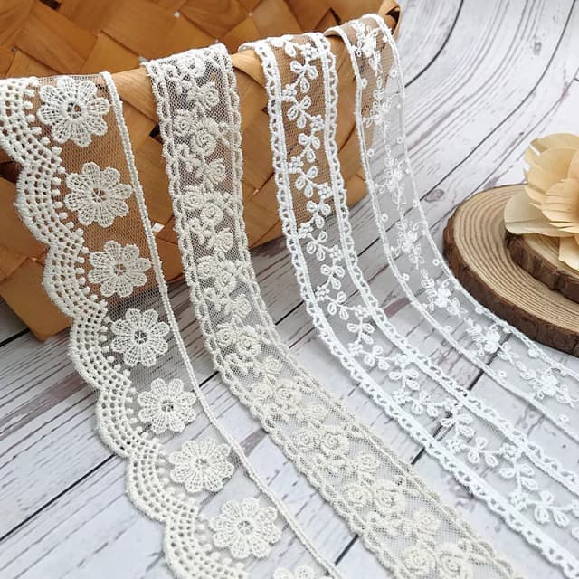 3 Thước/Nhiều Thêu Trắng Be Ren Cotton Voan Phối Ren Boutique Dây Áo Đầm Bé Gái Váy Phụ Kiện