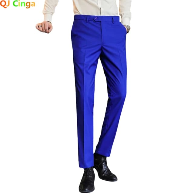 QJ CINGA Mới Màu Xanh Hoàng Gia Quần Nam, Áo Quần Đỏ Xanh Đen Trắng Pantalones Hombre Size Lớn Người Đàn Ông quần Lót Lọt Khe S-5XL 6XL