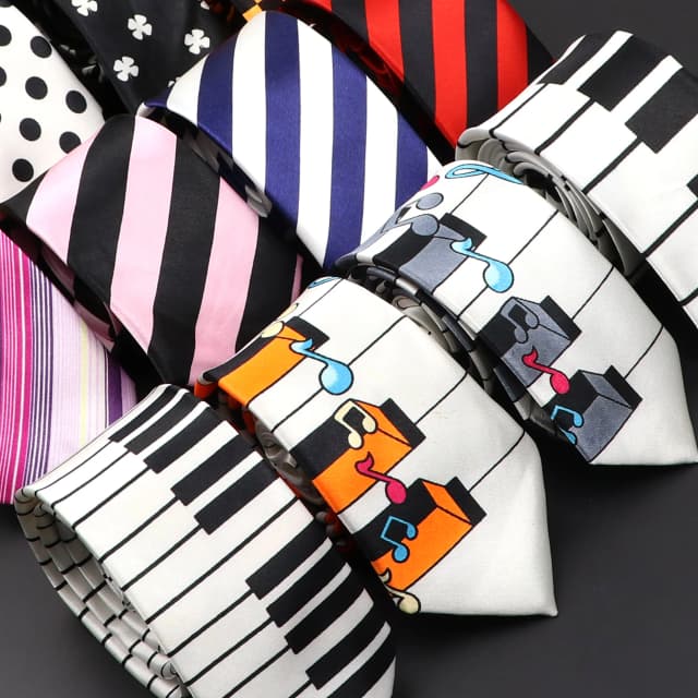 Áo Thun Nam Skinny Phối Thời Trang Nhiều Màu Sắc Âm Nhạc Hương In Hình Đàn Piano Polyester 5Cm Chiều Rộng Cà Vạt Đảng Cosplay Tặng Phụ Kiện