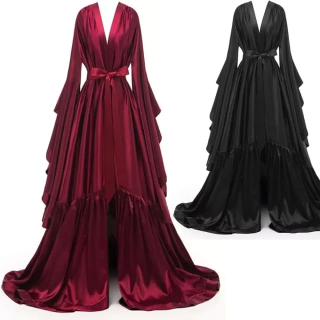 Bridal Robe Elastic Satin Bridesmaid Wedding Bachelorette Party Nightgown Bathrobe Robe Customized