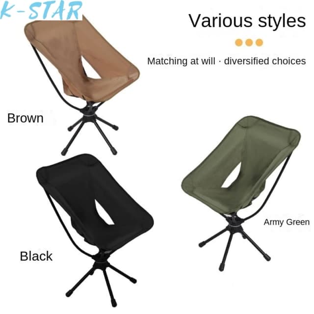 k-star Outdoor folding chair rotating portable ultra light camping and fishing small bench leisure backrest beach chair 2025