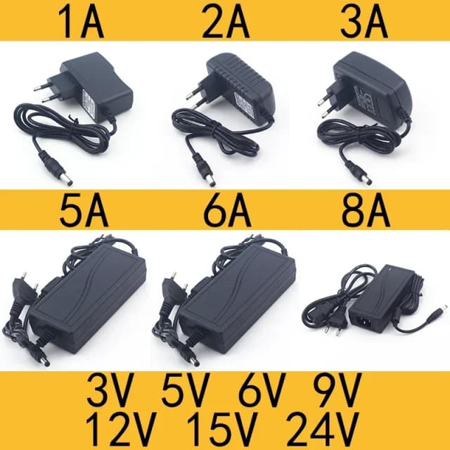 AC 110-240V DC 3V 5V 6V 9V 12V 15V 24V 0.5A 1A 2A 3A 5A 6A 8A Ổ Điện Đa Năng Cung Cấp Sạc Adapter EU Hoa Kỳ Cho Đèn Led