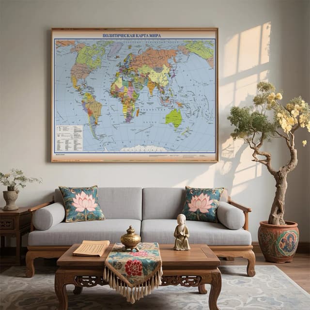 World Map Poster 120*80cm In Russian Non-woven Foldable Spray Wall Decor Photography Background Home School Supplies for Gift