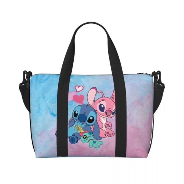 Custom Stitch Angel Tote Bag Women Large Capacity Disney Anime Gym Beach Shoulder Travel Bag
