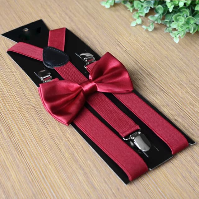 1pc Men's Solid Color Suspenders Braces&Bow Tie Y-back Strap Clips Clothing Accessories Shirts Suspenders