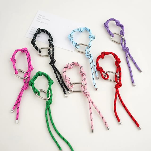 Nylon Rope Braided Bracelet Phone Ornament Keychain Hand Woven Cute Cartoon Anti-loss Safety Lanyard Car Keyring Pendant