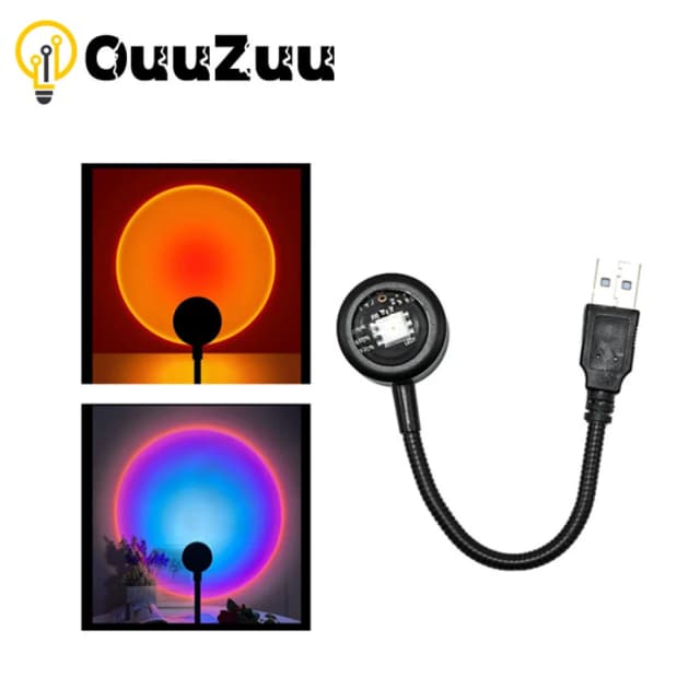 OuuZuu USB Sunset Lamp LED Rainbow Neon Night Light Projector Photography Wall Atmosphere Lighting For Bedroom Decoration