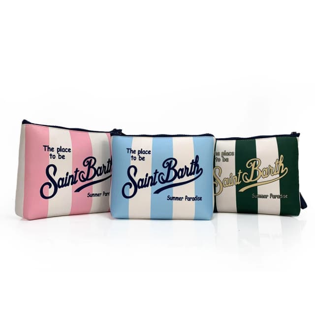 S-Saint B-Barth Striped Zip-up Clutch Bag Neoprene Toiletry Bag Women's Neoprene Cosmetic Bag Unisex Neoprene Makeup Bag
