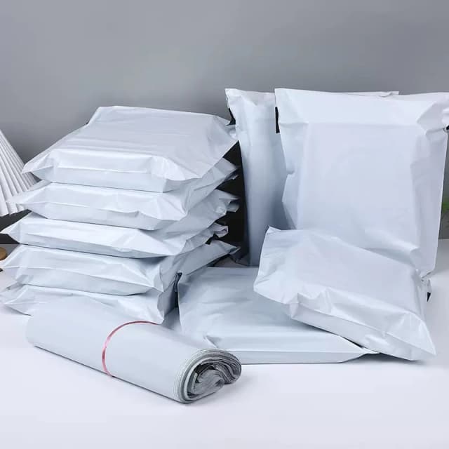 50 Cái/lốc Vận Chuyển Bao Da Túi Nhựa Thể Hiện Bao Da Túi Trữ Trắng Màu Gửi Thư Túi Tự Dính Cói Chuyển Phát Nhanh Túi