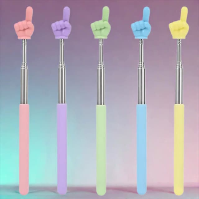 1PC Durable Stainless Steel Teaching Pointer Telescopic Rod Finger Design Teaching Stick Classroom Finger Pointer Teachers