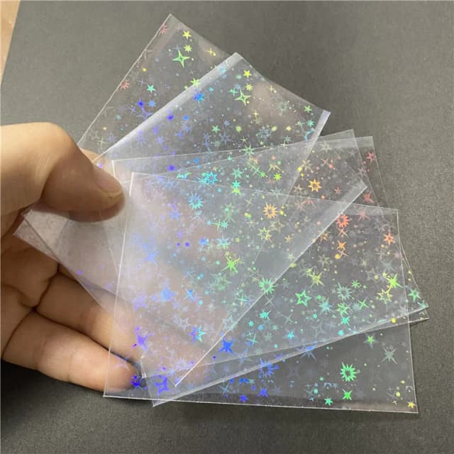 100PCS Holographic Card Sleeves photcard Protector 65x90mm for Magic TCG gaming cards, Anti-Scratch Glittering Foil Film