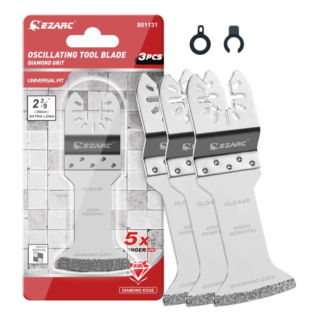 EZARC 3PCS Diamond Oscillating Blades, Multitool Extra-Long Oscillating Saw Blades for Grout Removal, Cleaning Mortar