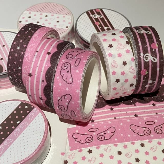 MINKYS New Kawaii Sparkling Love Wing Landscaping Washi Tape Journal DIY Decotative Masking Tapes Stationery