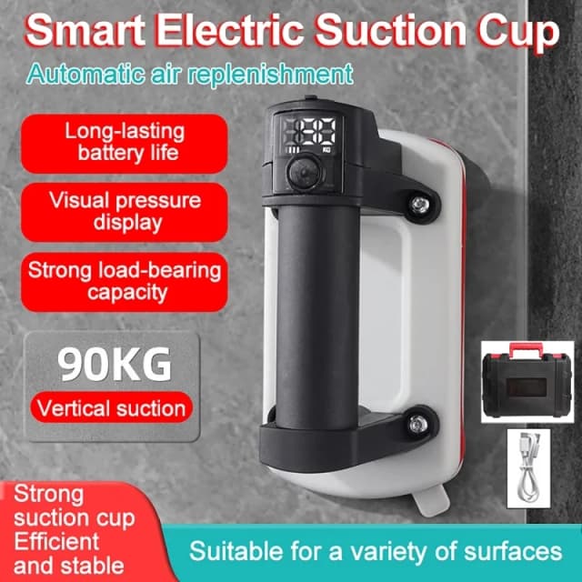 Intelligent Digital Display High-Power Electric Suction Cup One-Click Start Vacuum Air Pump Force 90KG Glass Tile Suction Cup
