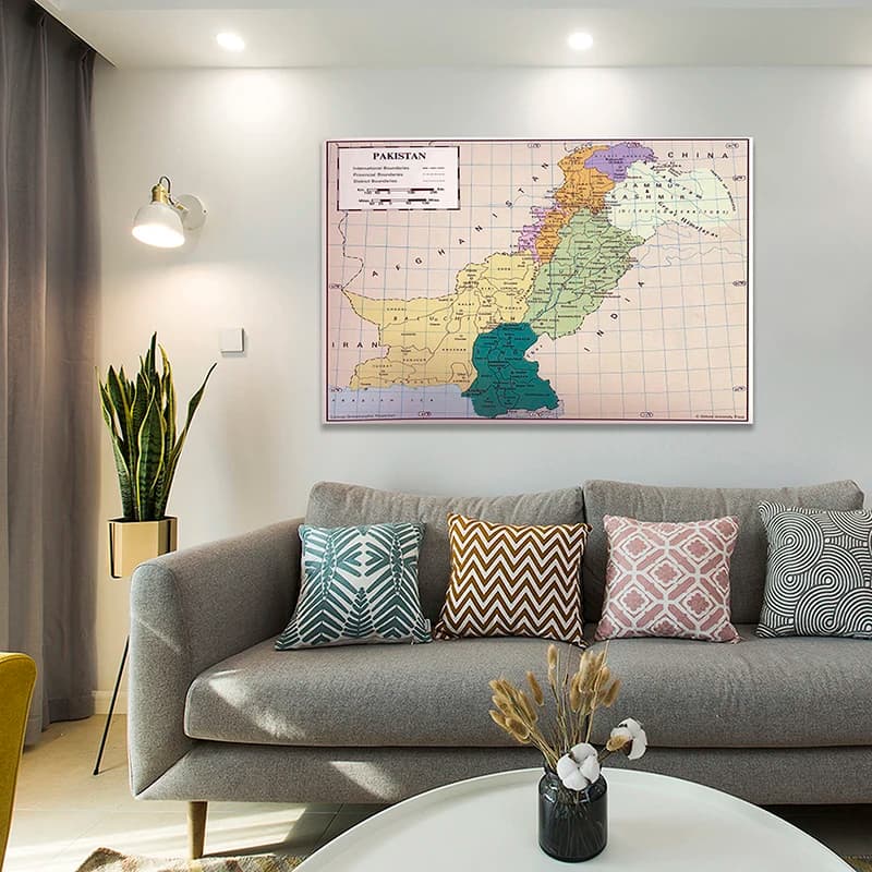 Geography Education Tools,English Map -Pakistan Map-Administrative Map,Wall Art Prints Painting Home Office Decoration