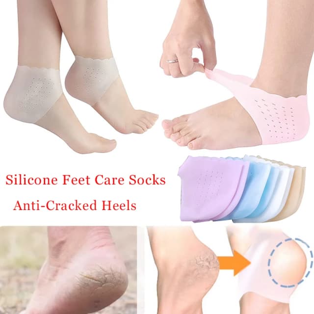 1 Chân Silicone Chăm Sóc Tất Chống Nứt Nẻ Gel Dưỡng Ẩm Gót Tất Mỏng Ren Gót Bao Da Có Lỗ Chân chăm Sóc Da Bảo Vệ