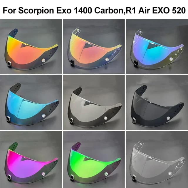Helmets Visor For Scorpion Exo 1400 Carbon, R1 & EXO 520 391 Motorcycle Helmet Lens Visor Plating Uv Protection Lens Faceshield