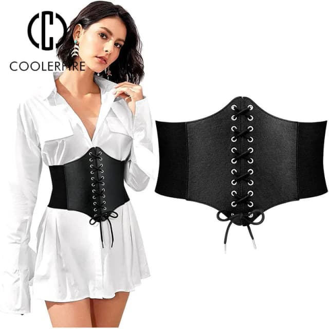 Phụ Nữ Cummerbunds Lưng Thun Rộng Thắt Lưng Thời Trang Cao Cấp Thương Hiệu Đầm Phối Ren Rời Chặt Ngực Eo Màu AL101