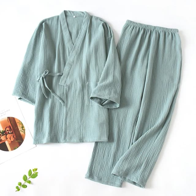 2022 Kimono Nhật Bản Bộ 100% Cotton Đồ Ngủ Hai Dây Cặp Đôi Yukata Rời Nam Nữ Mồ Hôi Hấp phù Hợp Với Nhà Phục Vụ Bộ