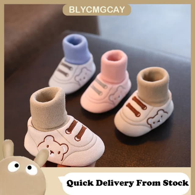 Baby Shoes Autumn and Winter and Socks Cotton  for Warmth Non Slip Walking Shoes for Boys and Girls Newborn Kids Shoes