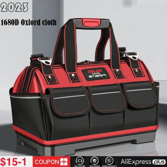 1680D Oxford Cloth Tool Bag Professional Electrician Wrench Waterproof Working Multifunction Organizing Storage Tool Bag