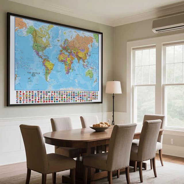 1PC 120x80cm Poster Map of The World in English Spray Painting Wall Hanging Art Picture Decorative Travel Map Home Decoration