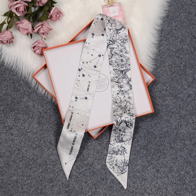Tarot Chòm Sao Năm 100% Hai Dây Lụa Nữ Thương Hiệu Khăn Skinny Túi Khăn Thiết Kế Cổ Tay Khăn Foulard Cổ Dây Đeo Đầu