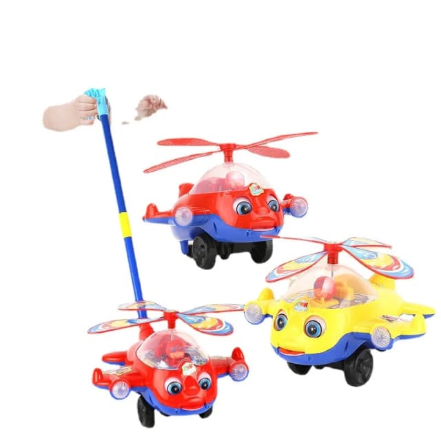 Cartoon Airplane Toy Trolley Educational Toy for Kids Toddler Children Children's Learning Walking Hand Push Aircraft Toy Push