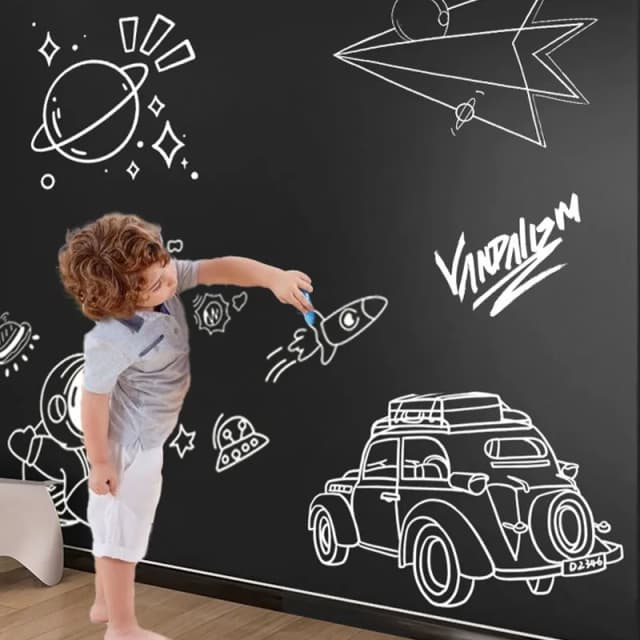 Self Adhesive Black Chalkboard Sticker Peel and Stick Wall Decal Easy Clean No Residue Children DIY Painting Art Background