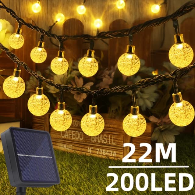 Ngoài Trời Năng Lượng Mặt Trời Dây Đèn 200 LED 8 Chế Độ Quả Cầu Pha Lê/Đèn Chiếu Sao Chống Thấm Nước Năng Lượng Mặt Trời Twinkle Trang Trí Đèn đảng Trượt Patin