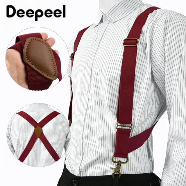 1Pc Deepeel 3.5cm Wide Adult Men's Suspender 2 Clips Adjustable Straps Elastic Braces Costume Suspenders Harness Man for Pants