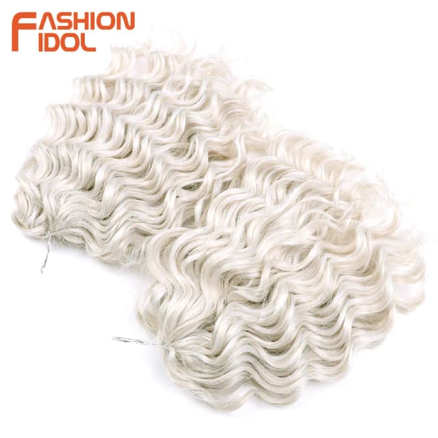 10 Inch Crochet Hair Synthetic Curly Hair Deep Wave Hair Twist Braid Hair Ombre Blonde Brown Water Wave Braiding Hair Extensions