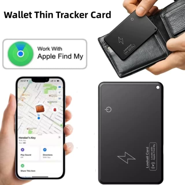 Wireless Charging Tracking Location Wallet Tracker Card Waterproof GPS Locator Work with Apple Find My App Bluetooth Tracker