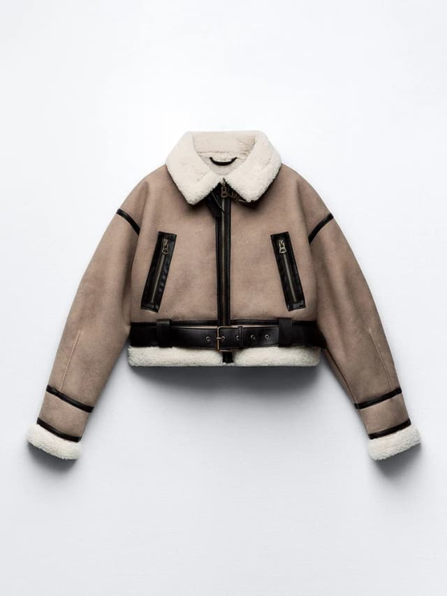 Ailegogo Streetwear Women Retro Loose Spliced Faux Leather Soft Fur Short Jacket Winter Female Zipper Belt Coat Vintage Outwear