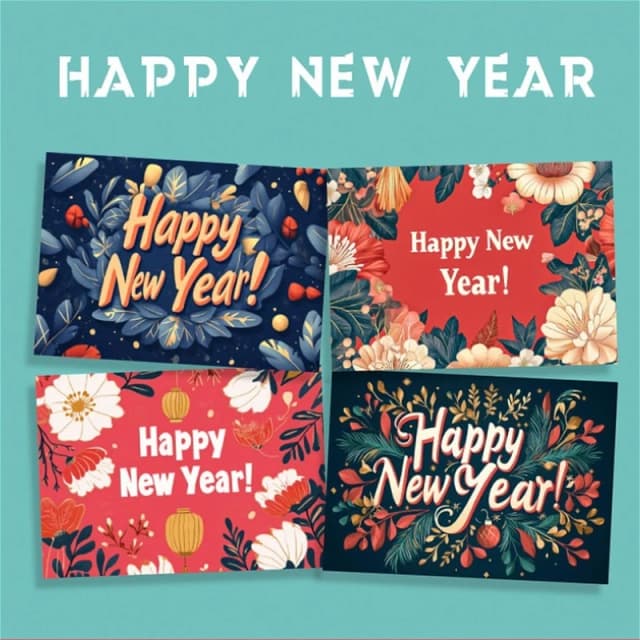 10pcs New Year Gift Cards Holiday Messages Thank You Blessings Spring Festival Gifts Greeting Cards Small Card