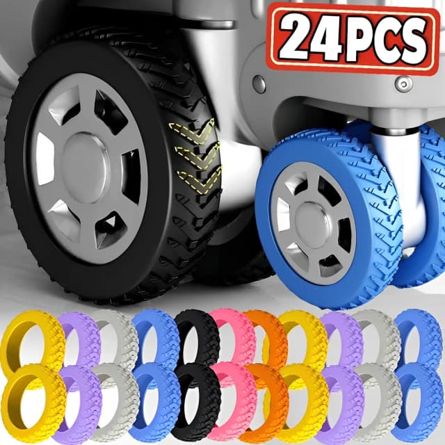 1/24Pcs Thicken Texture Silicone Wheels Protector For Luggage Reduce Noise Travel Luggage Wheels Cover Luggage Accessories