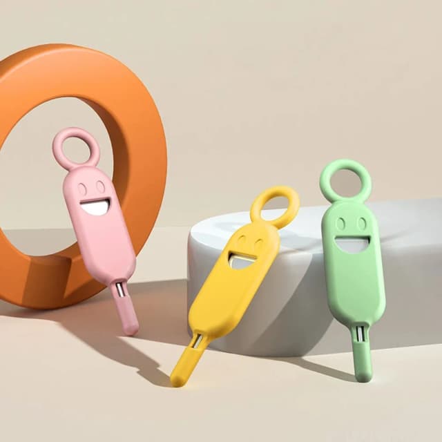 SIM Card Removal Needle Pin with Silicone Protector Holder Anti-Lost Phone SIM Cards Storage Case Keychain Ejector Opener Tray