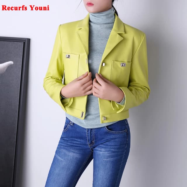 Quần Áo Phụ Nữ Mùa Đông Nữ Da Thật Chính Hãng Da Áo Khoác Thời Trang Dáng Dài Có Khóa Kim Loại Khóa Đa Năng Hồng Ngắn Áo