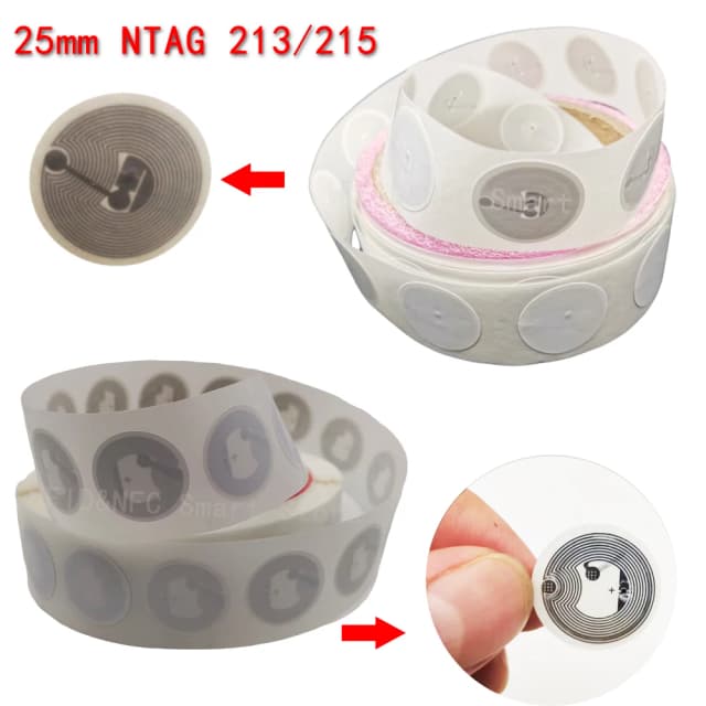 10pcs/ 50pcs /100pcs Ntag215 NFC Tag 13.56MHz ISO14443A Sticker Ntag 215 Phone Available RFID Adhesive Label RFID Tags Stickers