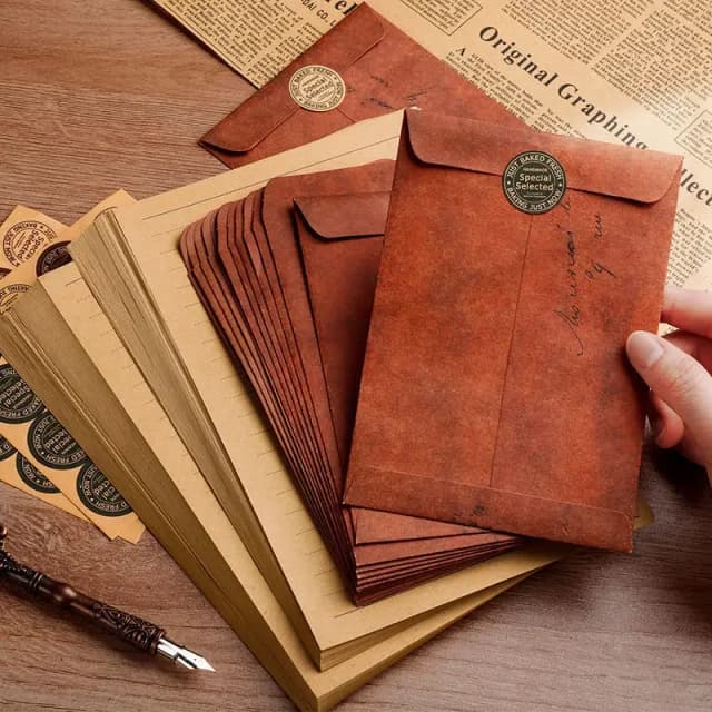 10 Chiếc Vintage Giấy Kraft Bao Thư Cho Thư Giấy Tiệc Cưới Thiệp Mời Túi Tiền Lương Thư Miếng Lót Bao Vật Dụng Văn Phòng