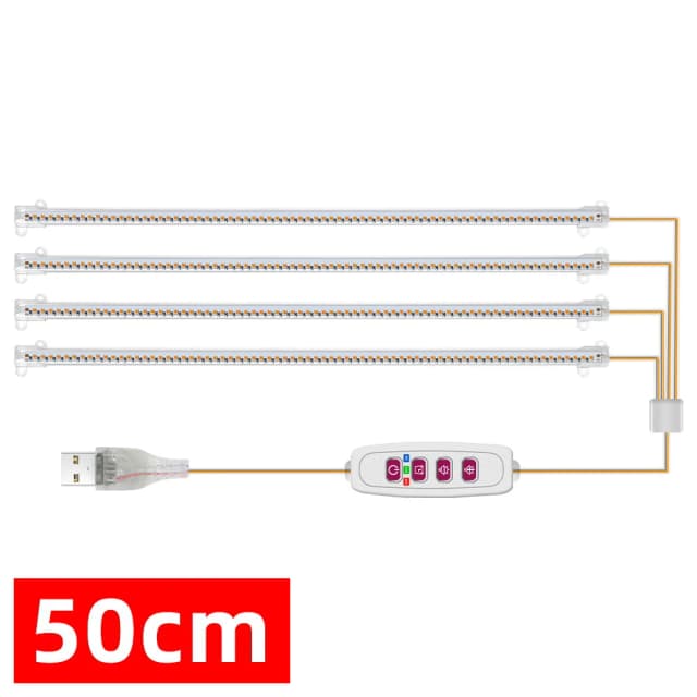 1/2/3/4Heads Indoor Plant LED Grow Light Strip Tube USB Full Spectrum Phyto Lamp Dimmable Timer Seedlings Vegs Flower Grow Lamp