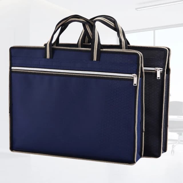 A4 Documents File Bag Folder Fashion Portable Canvas Briefcase Double Zipper Document Bags Data Document Office Storage