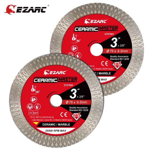 EZARC 2pcs 3" Super Thin Diamond Blade Diamond Saw Blades for Angle Grinder Tile Blade Smooth Cutting Porcelain Ceramic Marble