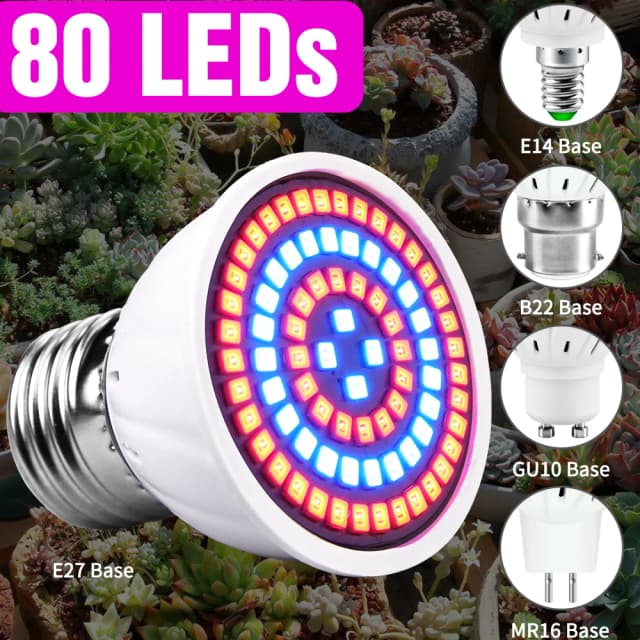 80 Đèn LED 220V LED Phát Triển Đèn Suốt LED Tăng Trưởng Thực Vật Đèn Chiếu Sáng Trong Nhà Phát Triển Đèn Thực Vật E27 Thủy Canh hệ Thống Phát Triển Hộp