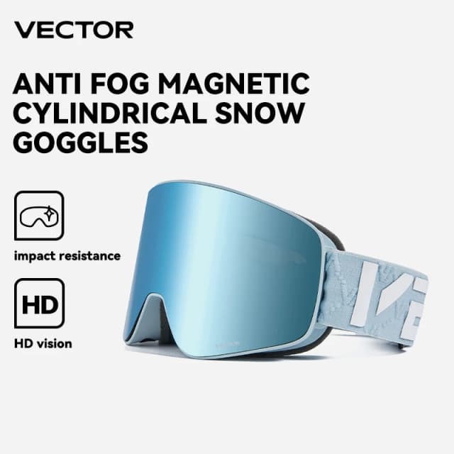 VECTOR Thương Hiệu Hai Lớp Chống Sương Mù Từ Tính Hút Hình Trụ Trượt Tuyết Kính UV400 Nam Nữ Trượt Tuyết Kính Mặt Nạ Ván Trượt Tuyết